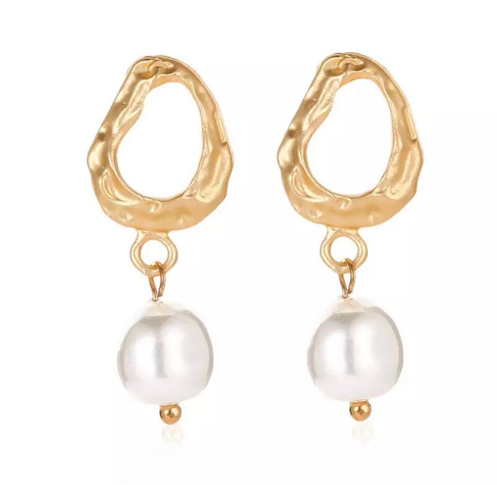 14K Matte Gold Plated Pearl Earrings Series - 1A4-GPSE063